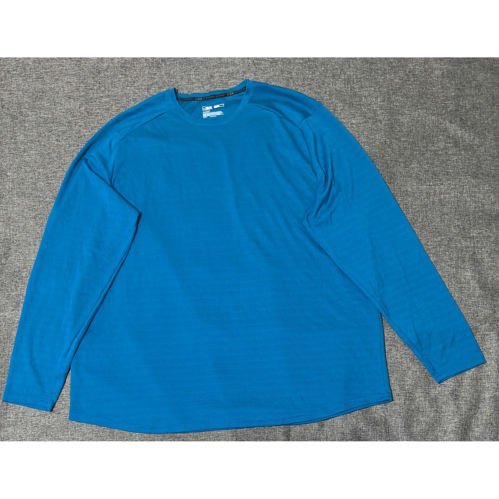 MSX by Michael Strahan Mens 3XLT Long Sleeve Shirt Blue Activewear Crew Neck